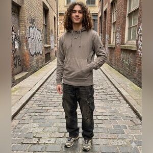 Stone Island Cotton Hoodie Sweatshirt Top Pullover Pockets Casual Green L Shirt